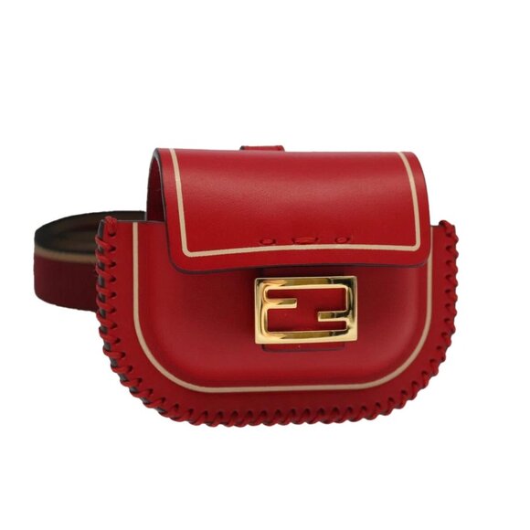 FENDI AirPods case Pouch Leather Red Auth ac3375V - Picture 1 of 14